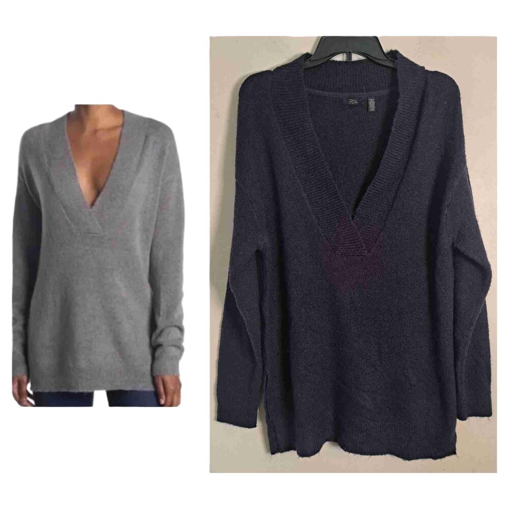 RDI Eclipse Long Sleeve V-Neck Ribbed Trim Sweater Size Small - Picture 1 of 8
